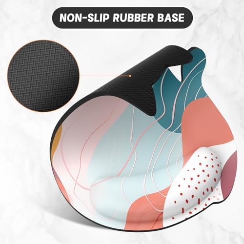 Ergonomic Mouse Pad with Wrist Rest, Cute Cat Memory Foam Padded Pain Relief Non-Slip Wrist Support Mouse Mat for Gaming Work Computer Laptop, Funny Office Supplies Desk Accessory, Abstract