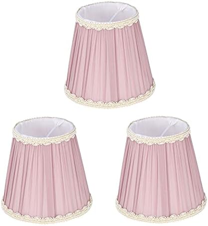 3 Pack Cloth Lamp Shade Clip On Lampshade for E14 Candle Bulb Chandelier Wall Light Table Lamp Indoor Decor Dark Blue (Clip-on-Light Purple)