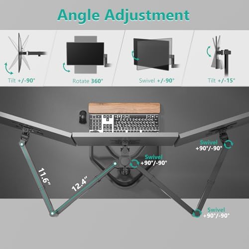 WALI Triple Monitor Stand, Free Standing for 13-27 inch Screens,up to 22lbs