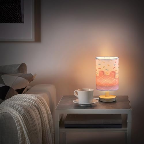 ALAZA 3D Ice Cream Lovely Stylish Decor Bedside Table Lamp with USB Port for Bedroom Nightstand Office Desk LED Bulb Included