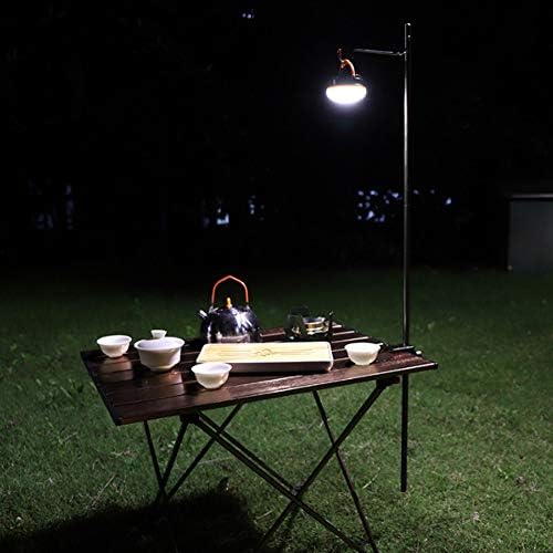 Fdit Portable Camping Light Holder, Black Aluminum Alloy Folding Light Bracket Stand Outdoor Camping Table Lamp Pole with Hook