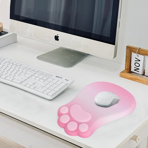 L-SPOUTTO Ergonomic Mouse Pad with Wrist Rest,Pink Mouse Pad Wrist Support