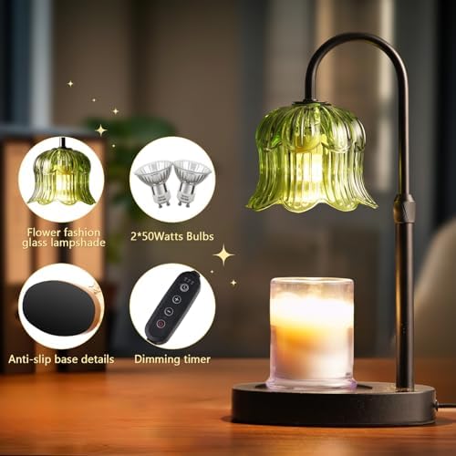 CRMILL Candle Warmer Lamp Electric Timer - House Gifts New Home Bedroom Decor Candle Lamps Green Candle Lights