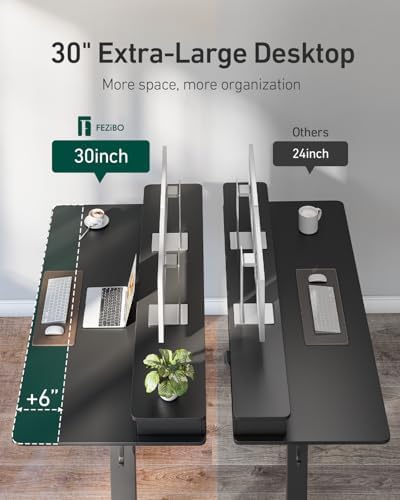 FEZIBO 55 x 30 inch Standing Electric Desk with Drawers, Black