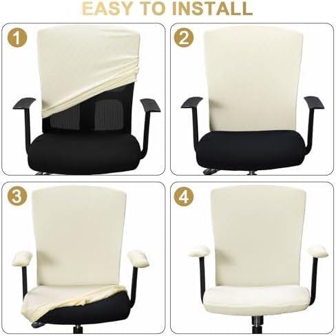 Tallew 4 Pcs Office Chair Covers Stretch Seat Armrest, White