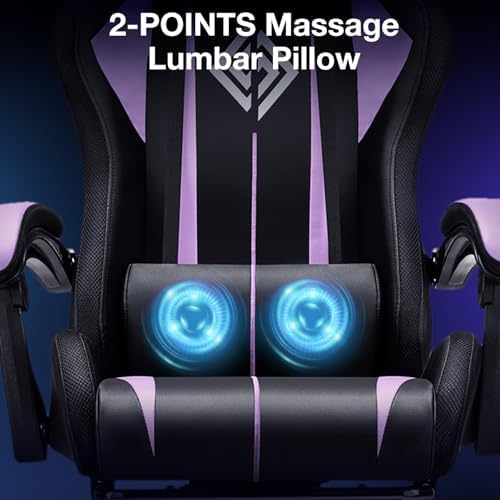 RGB Gaming Chair with LED Lights Massage Ergonomic Computer Chairs-Purple