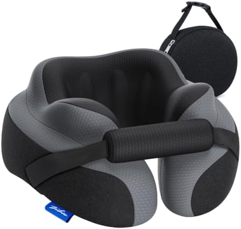 ZIKEE Travel Pillow for Airplane, Adjustable Chin Support for Stable Sleep, Ergonomic Neck Pillow to Support Head & Neck on Flights, Ear-Friendly Memory Foam Airplane Pillow, Carry Case, Airy Cover