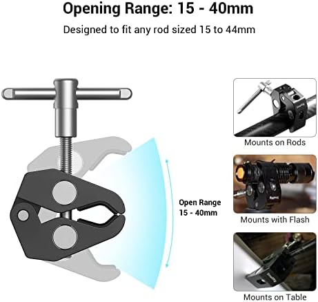 SMALLRIG Super Clamp w/ 1/4" and 3/8" Thread and 5.8 Inches Adjustable Friction Power Articulating Magic Arm with 1/4" Thread Screw for LCD Monitor/LED Lights - KBUM2730 (Pack of 2)