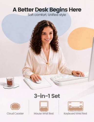 Vaydeer Keyboard Riser and Mouse Pad with Wrist Rest Set, Coaster Included