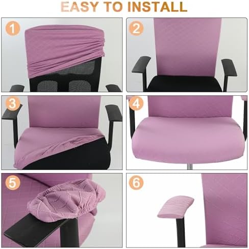 Tallew 4 Pcs Office Chair Covers Stretch Seat Armrest, Light Purple