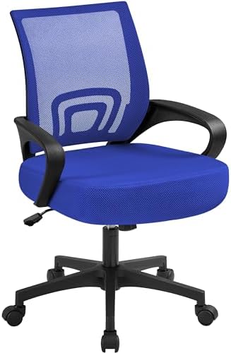 Yaheetech Mid-Back Mesh Computer Office Desk Chair Adjustable Swivel, Blue