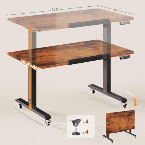 SEDETA 31.5 Inches Electric Standing Desk, 180° Tiltable Mobile Rising