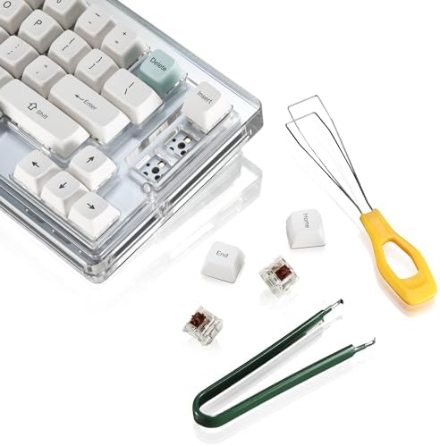 SurnQiee Programmable Bluetooth & Wired Mechanical Keyboard with Backlight, QMK Compiled Crystal Wireless, Hot-Swappable Silent Switch, Ergonomic 70% Layout