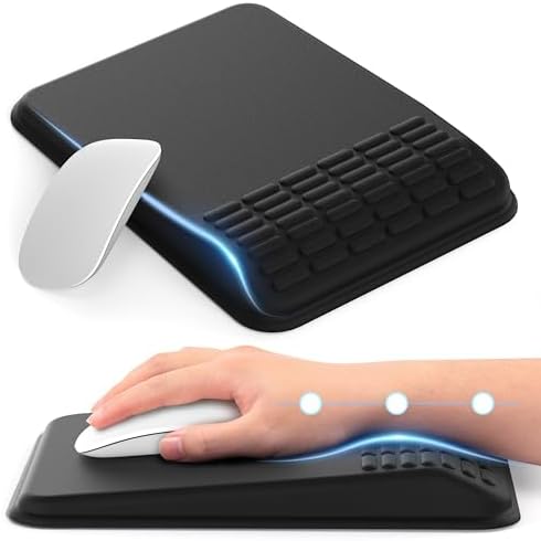 MEKASS Ergonomic Mouse Pad with Wrist Rest, Mouse Pad with Wrist Support for Pain Relief, Memory Foam Mousepad with Massage Design, Non-Slip PU Base for Office, Home, Desk (Classic Black)