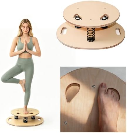 Wooden Balance Board – 400 lbs Capacity 360° Dynamic Spring Rebound Wobble Board Exercise Equipment Balance Trainer for Adults Kids Core Strengthening Standing Desk Physical Therapy Surf Training Home Workout