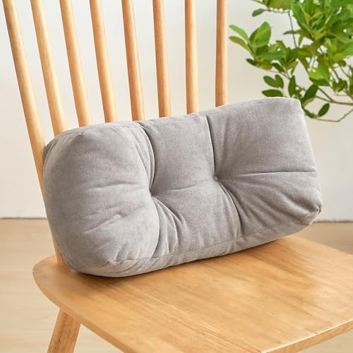 Be&xn Soft Lumbar Support Pillow for Office Chair & Car, Corduroy Back Support Pillow for Lower Back Pain Relief, Ergonomic Design Back Cushion for Sleeping and Resting (Grey)