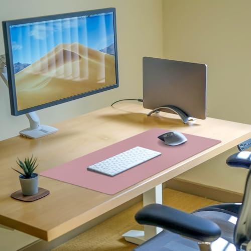 Leather Desk Pad Mat, Dusty Pink Desk Mat, 35.4" x 16.9"