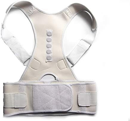 DSMYYXGS Adjustable Magnetic Posture Corrector Corset Back Brace Back Belt Lumbar Support Straight Corrector for Men Women S-XXL (Color : White, Size : Medium)