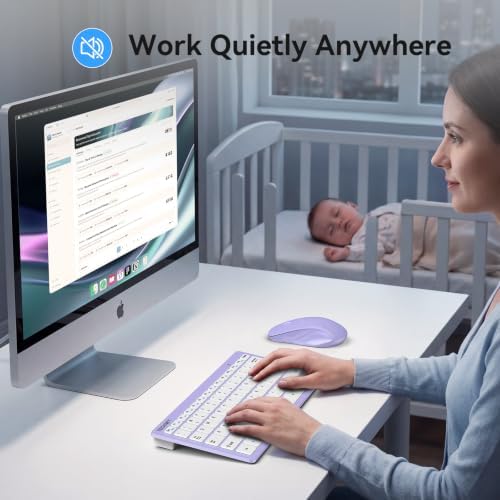 TECKNET Wireless Keyboard and Mouse Combo, Mini Cordless Computer Keyboard and Mouse Set 2.4GHz, Silent Adjustable 1600 DPI, Quiet Click, Lag-Free for Computer, Laptop, PC, Windows, Mac, Chrome OS