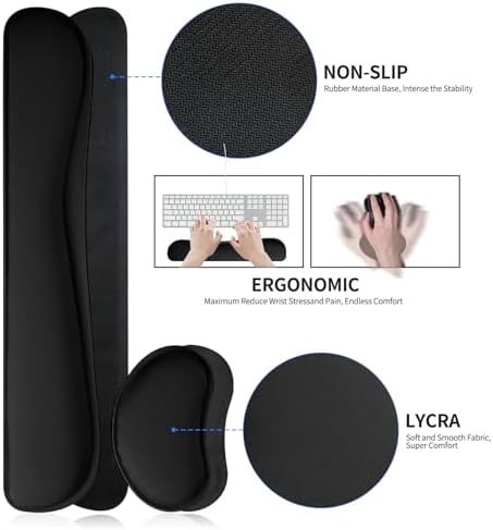 Desk Mat Set,3-in-1 Mouse Pad with Wrist Rest and Keyboard Pad