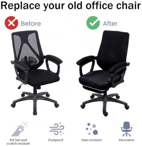 4 Pcs Office Chair Covers Set, Universal Stretchable Protective,Black
