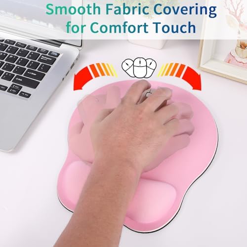 TIDALSOIL Ergonomic Mouse Pad with Memory Foam Wrist Support, Pink