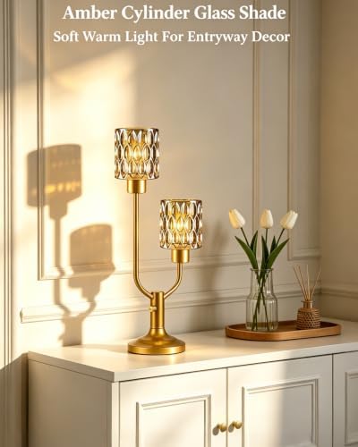 Lightdot Mid Century Modern Table Lamp Vintage Gold Lamp Dimmable Gift