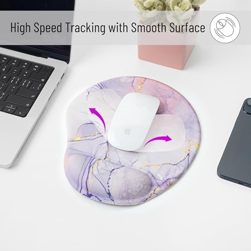 Mr. Pen- Ergonomic Mouse Pad with Wrist Rest, Pink Marble Luxe Design
