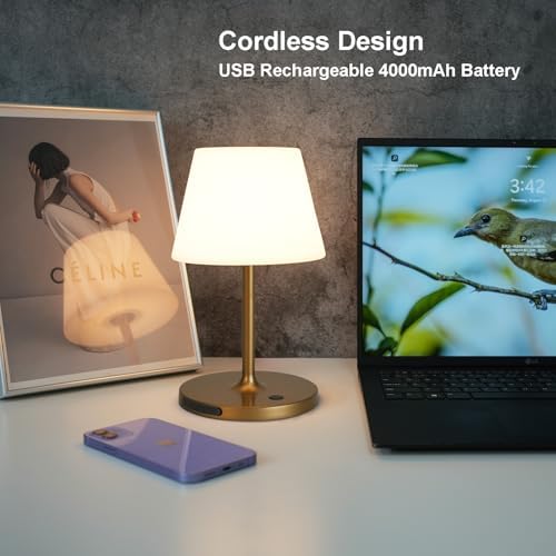 WEILAILUX Outdoor Table Lamp, Shower Lamp Waterproof (Gold, 9.6in)