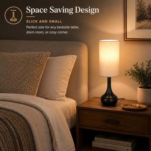 Touch Lamp for Nightstand,3-Way Dimmable Small Bedside Lamp