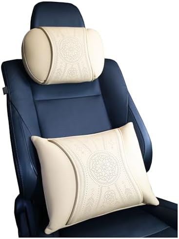 Neck & Back Support Pillow Set for Car & Office Chair - Prosperity & Luck Dreamcatcher - Orthopedic Lumbar & Cervical Pillow for Pain Relief &Posture Correction (Neck & Back Pillows (Beige))