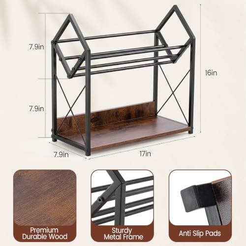 Desktop Bookshelf Organizer, 2 Tier Wood Desk Shelf for Tabletop Storage, Small Desktop Shelf for Office Home Dorm, Table Shelf Book Rack for Books/Supplies/Decor Display (Black)
