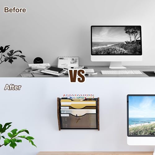 Hanging Wall Files Organizer, 3 Tier Mail Organizer Wall Mounted,Hanging File Holder,Magazine Rack for Documents,Magazine,Literature,File,Mails,Envelopes