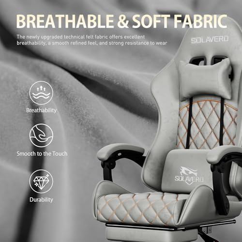 HLDIRECT Massage Recliner Gaming Chair with Footrest for Adults, Light Grey