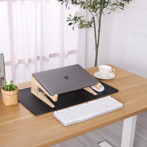 Wooden Laptop Stand for Desk, 2-in-1 Riser and Vertical Laptop Stand