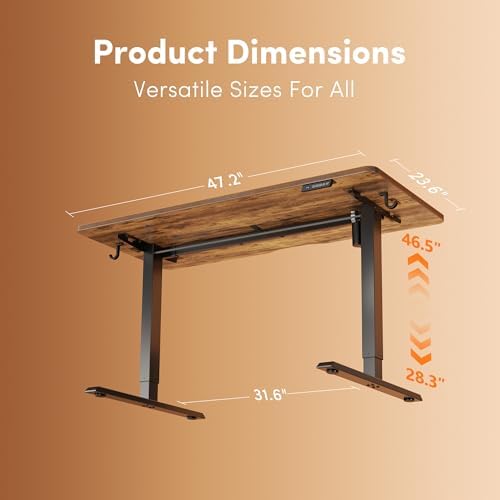 FEZIBO 48" Electric Standing Desk Height Adjustable Desk, Rustic Brown