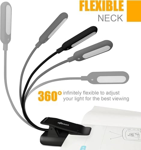 VAVOFO Clip On Rechargeable Reading Light, 7 LEDs with 3 Colortemperature 9 Brightness Levels Book Lights for Reading in Bed with Power Indicator for Bookworms (2 Pack Black)