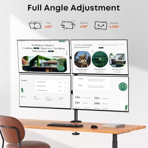 PUTORSEN Quad Monitor Desk Mount, 4 Screens, 17-32", 19.8 lbs Each