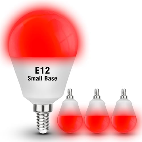 E12 Candelabra Small Base Red Sleep Light Bulbs 3W,G45 Blue Light Blocking
