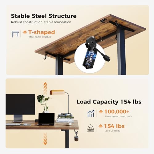Agilestic 48*24 Inch Height Adjustable Electric Standing Desk, Rustic Brown