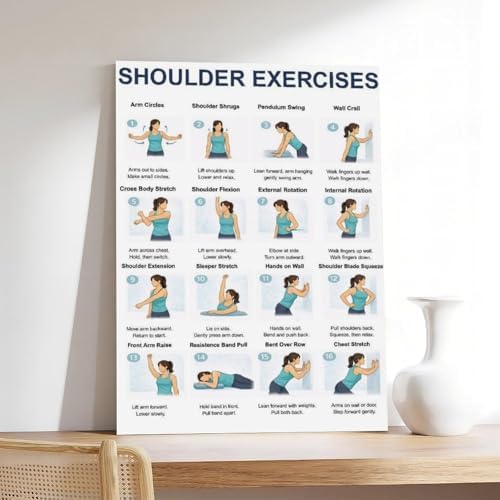 Shoulder Exercises Upper Body Mobility And Posture Workout Chart Neck And Arm Exercise Canvas Poster Bedroom Decor Room Decor Unframe 12x18inch