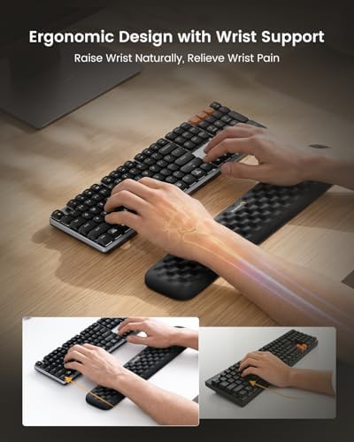 ProtoArc EM11 NL Bluetooth Rechargeable Ergonomic Mouse Blue with MP50 Ergonomic Mouse Pad with Wrist Rest Black & KP50 Keyboard Wrist Rest Black