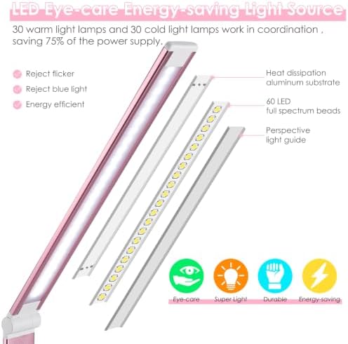 Desk Lamp, LED Desk Light with USB Power, Dimmable, Foldable