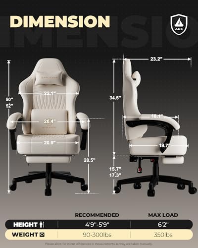 GTPLAYER Gaming Chair, Comfort Computer Office Chair for Adults, Beige New