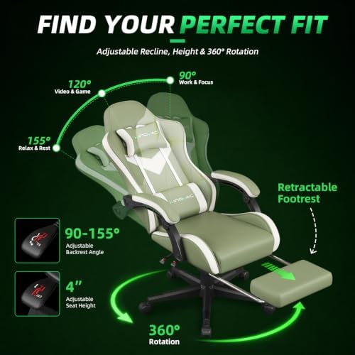 Gaming Chair Ergonomic Gamer Computer Office Chair,Footrest Lumbar Support