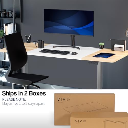 VIVO White/Light Wood 71 x 30 in Standing Desk, DESK-KIT-E2G7WC
