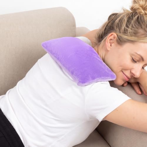 Microwave Heating Pad 6.5 * 12" Microwave Bean Bag Heating Pad for Neck and Shoulders, Moist Heat Pack Pillow Warm Compress for Knee, Muscles, Joints, Abdomen - Purple