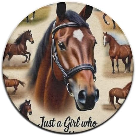 Fashion Round Area Rug Large Non Slip Carpet, Just A Girl Who Loves Horses Unisex Home Decor Mat