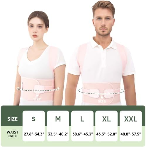 Posture Corrector Back Brace for Men and Women, Adjustable Upper Back and Shoulder Support, Lightweight Breathable Design for Daily Wear, Office Work, Computer Use and Studying Pink, XX-Large