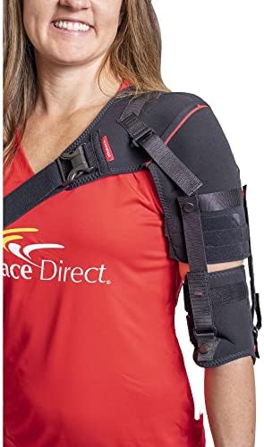 Ottobock Shoulder Stabilizer Orthosis L3670- Arm Brace for Stroke, Hemiparesis, Subluxation, Rehabilitation- Left or Right Shoulder, Black-Red, XS - Left